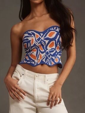 New MAEVE from Anthropolog ie Scalloped-Hem Sweater Tube Top Size M